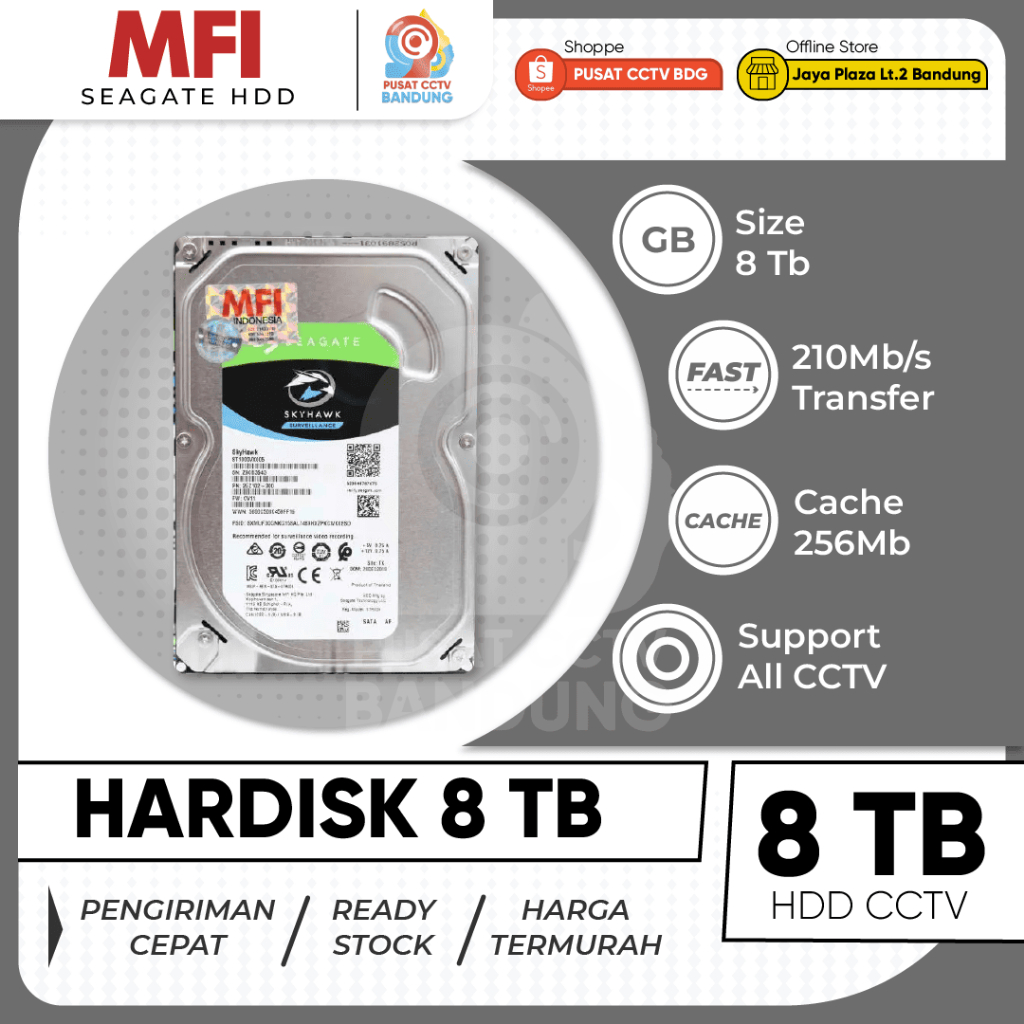 Hard Disk Support CCTV 8 TB MFI Seagate HDD Eksternal Penyimpanan Video Garansi 3 Tahun