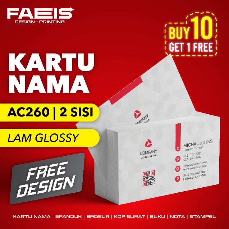 

Cetak Kartu Nama 2 Sisi | Lam Glossy 2 Sisi | Free Design | Name Card | Business Card | Free Box | 1 Box Isi 100