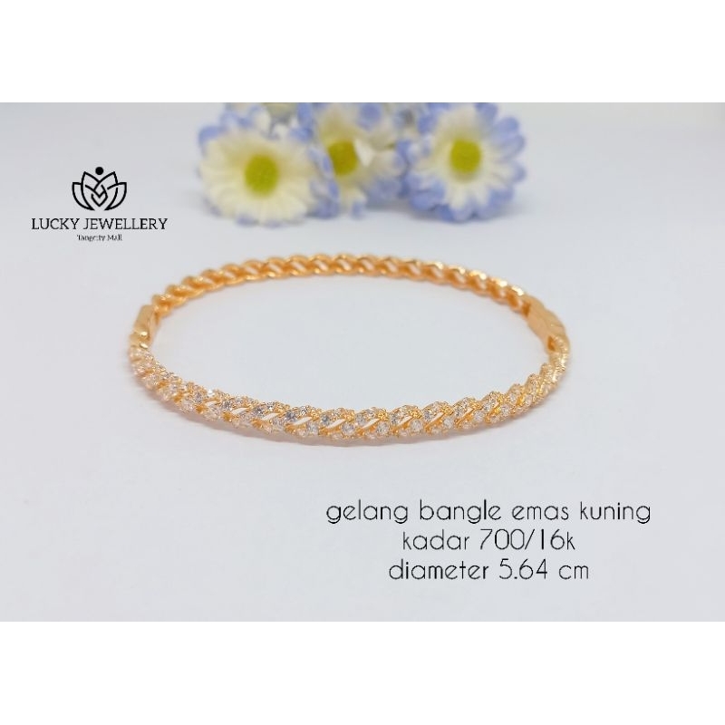 gelang bangle listring emas kuning kadar 700/16k 8.05gr
