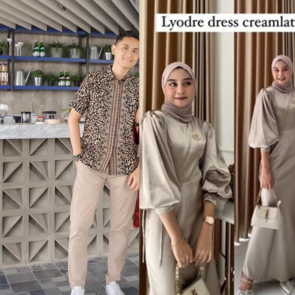 Fuji Dress Couple Pasangan Kondangan Dress Lengan Balon Wudhu Friendly