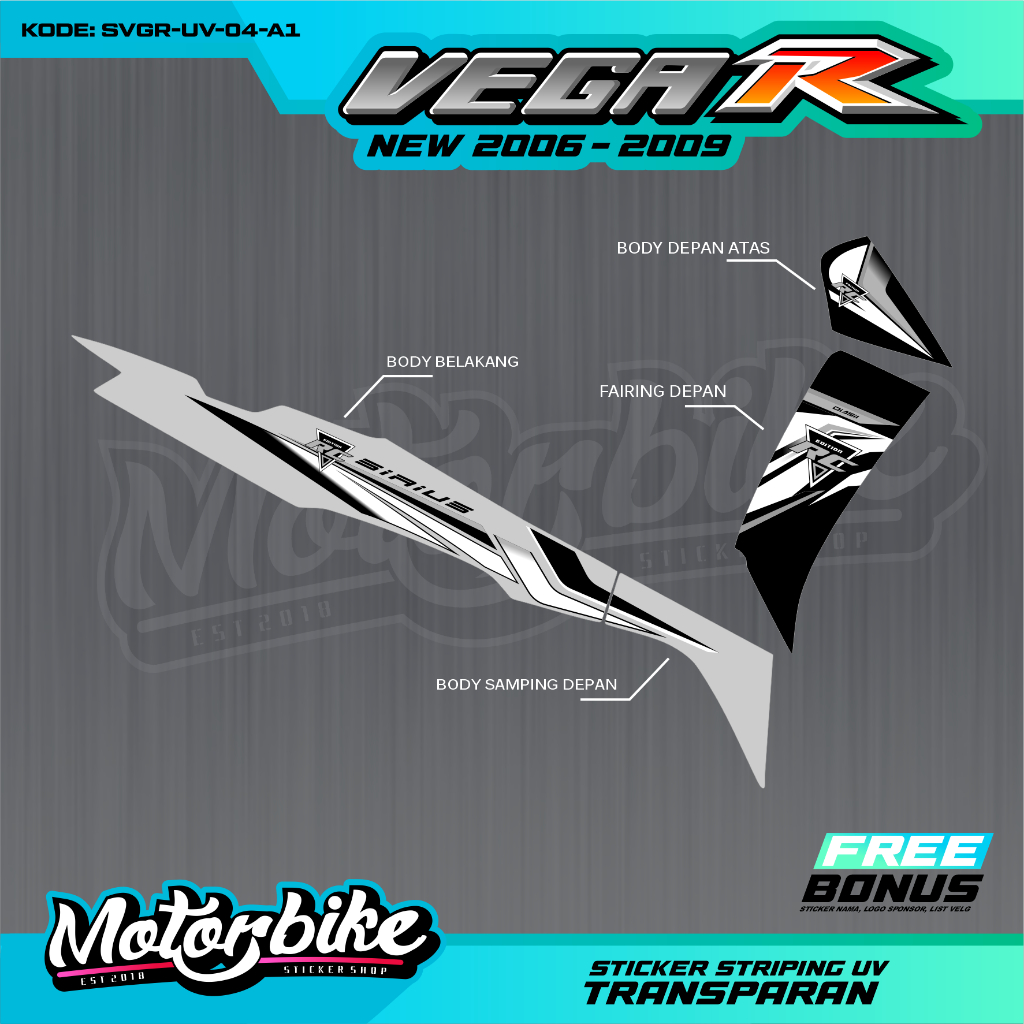 STRIPING TRANSPARAN VEGA R DESAIN MINIMALIS KEREN TERBARU - STIKER VEGA R NEW - SVGR-UV