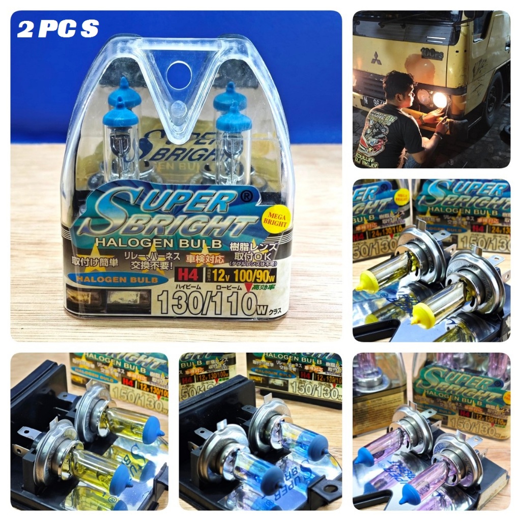TER MURAH SET 2PCS BOHLAM SUPER MEGA BRIGHT H4 12v 24v 12 24 volt motor mobil truck universal 90 w 1