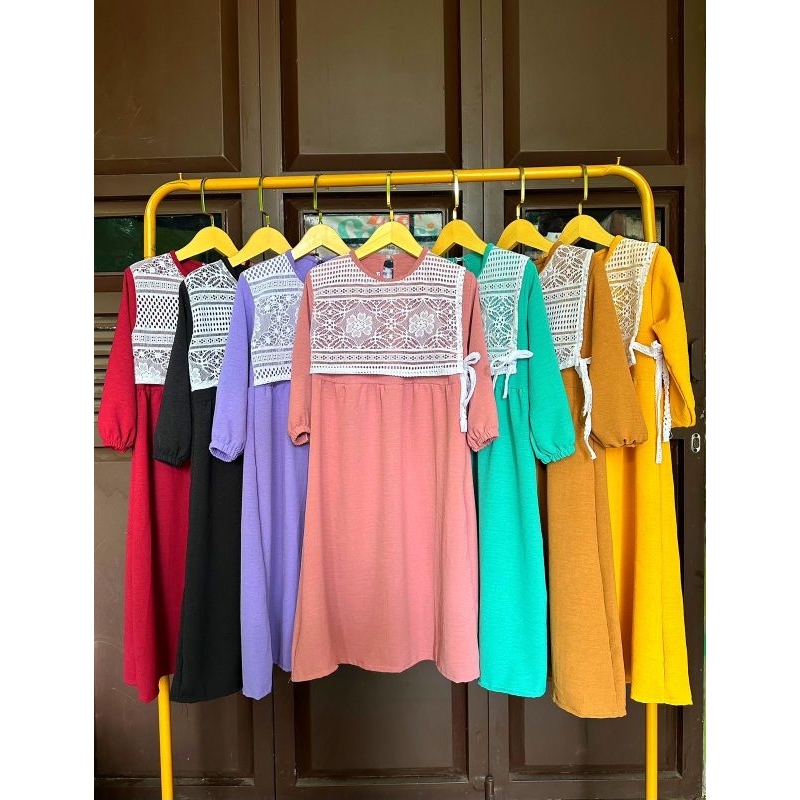 GAMIS ANAK CRINGKLE AIRFLOW USIA 2 3 4 5 6 7 TAHUN MODEL TERBARU / GAMIS ANAK PEREMPUAN POLOS KOMBIN
