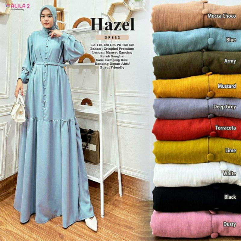 biru wardah- Hazel Gamis polos Dress muslim Ld 116-120 fit XXXXXL jumbo Maxy by Alila