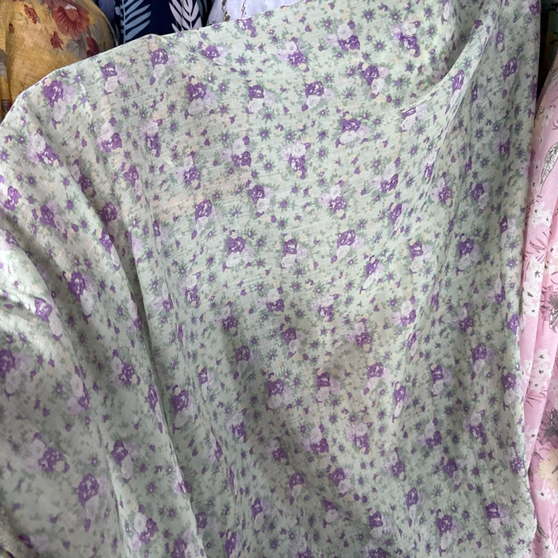 Kain Katun Silky Motif Premium - kain silky motif bunga - kain katun silky motif Korea - kain katun 