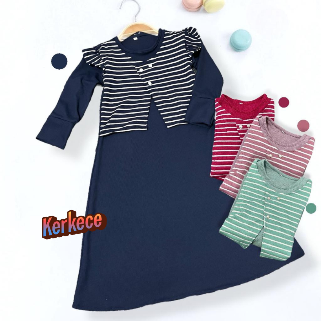 GAMIS  ROMPI MOTIF SALUR GAMIS ANAK PEREMPUAN USIA 1-12 TAHUN