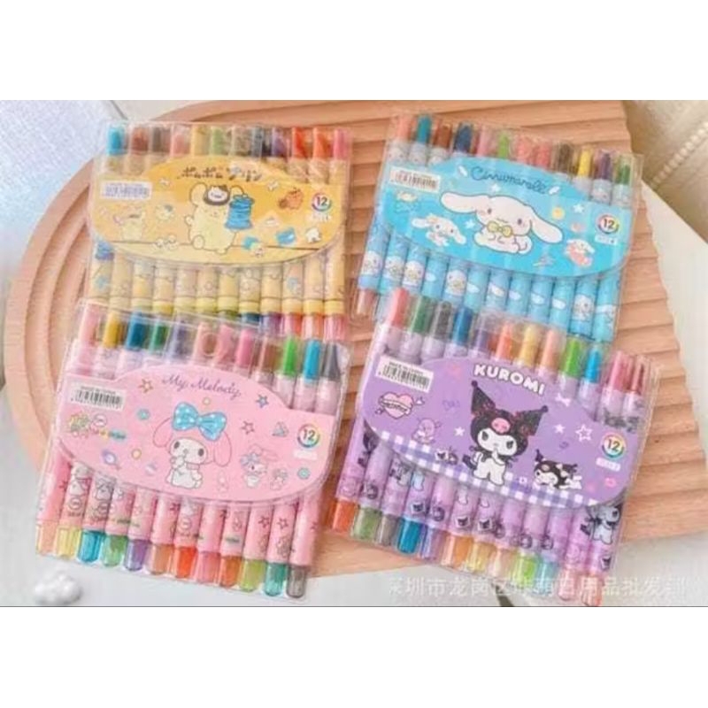 

[ZEN] Pensil Warna/Stik Crayon Putar 12Warna Motif Karakter Sanrio Labubu MIX Murah
