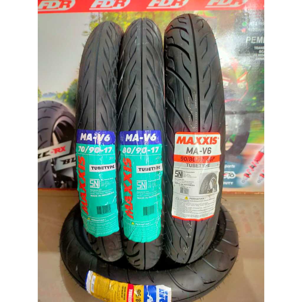 Ban Motor Maxxis MA-V6 Tube Type Ring 17 Ukuran 70/90-17 80/90-17 90/80-17 Untuk Bebek Supra Revo Ju