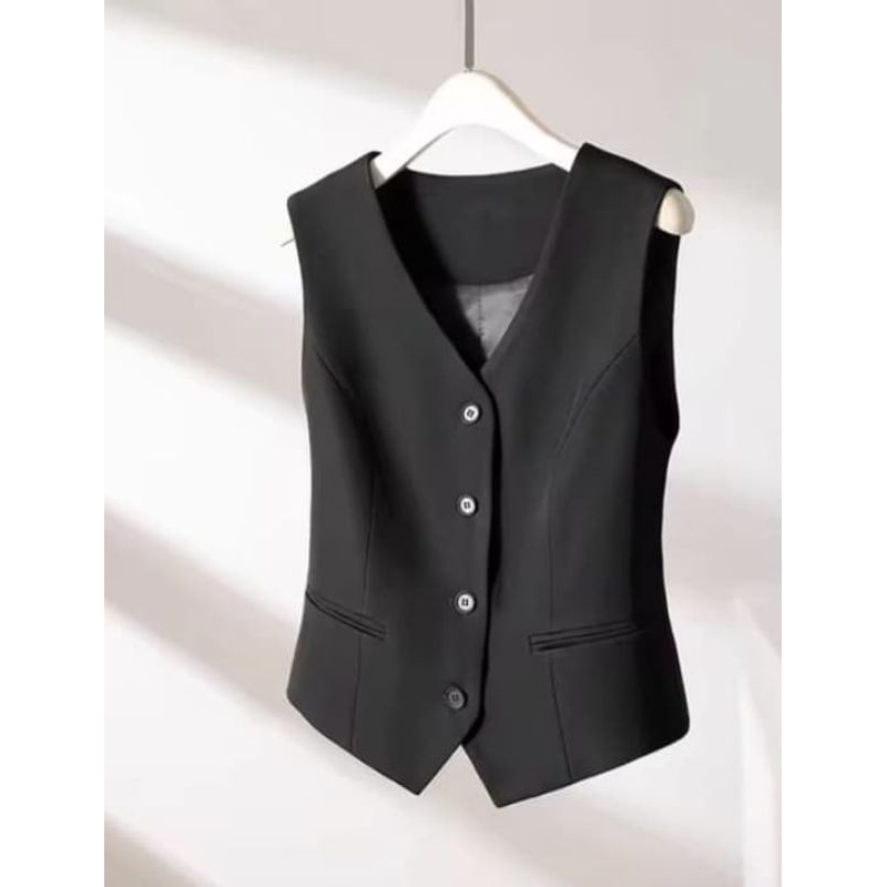 vest rompi wanita kekinian warna hitam Putih Abu