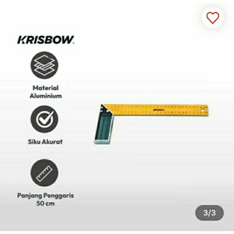 

Krisbow 50 Cm Penggaris Siku Besi