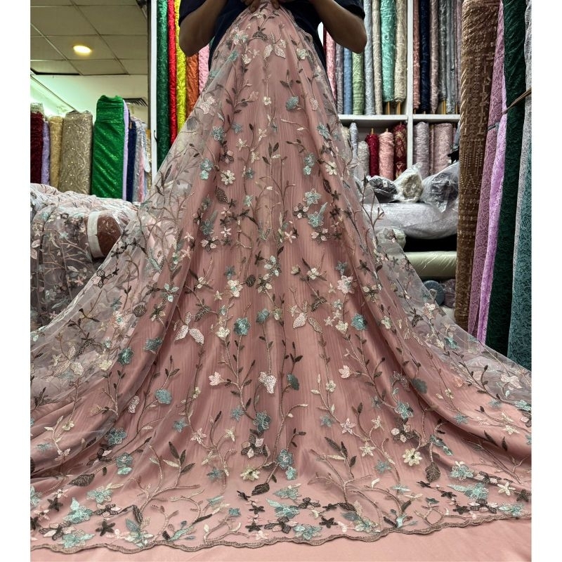 DYA369 NEW Kain tile GARDEN FLOWER/BAHAN KEBAYA BROKAT TULLE