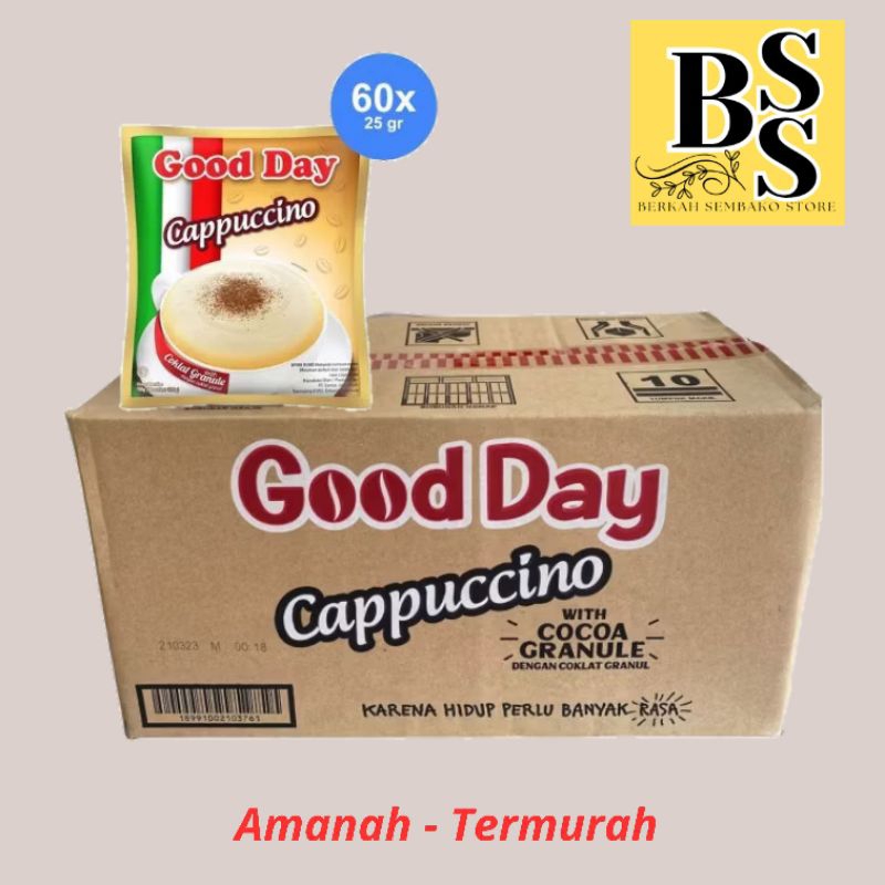 

Kopi Good Day cappuccino 1/2 Dus (6 Renceng x 60 Sachet @25 Gram)