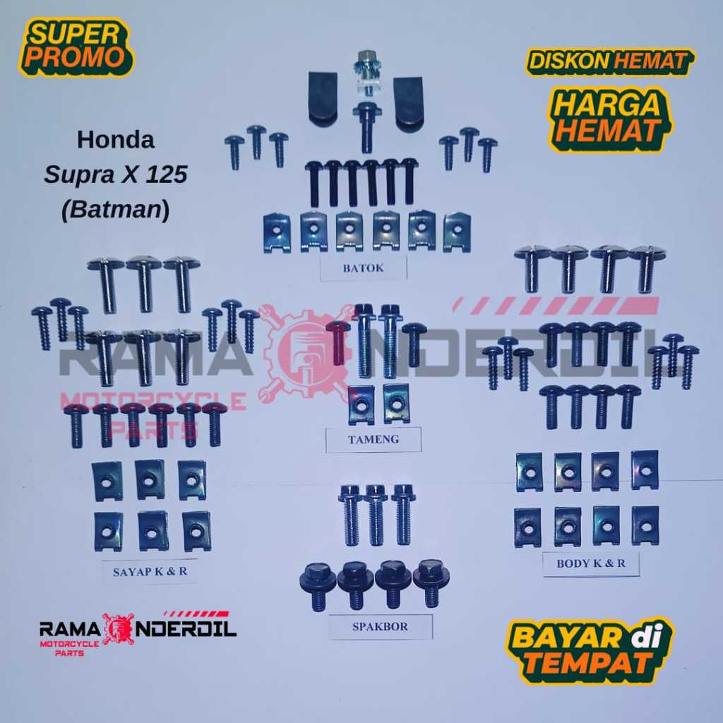 Satu set baut / baud body motor Supra X 125 (batman)