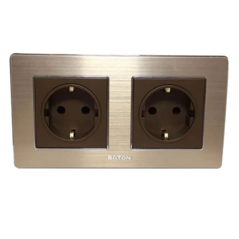 BOTON Stop kontak 2Gang / double stop kontak Boton K2 dark Champagne