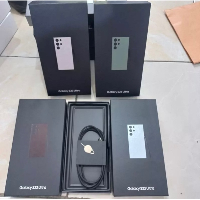 

dus box Samsung S23 ultra fullset acc ready semua warna free request sticker
