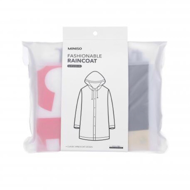 MINISO Jas Hujan Dewasa Classic Plastik Praktis Putih Transparan Adult White Rain Coat