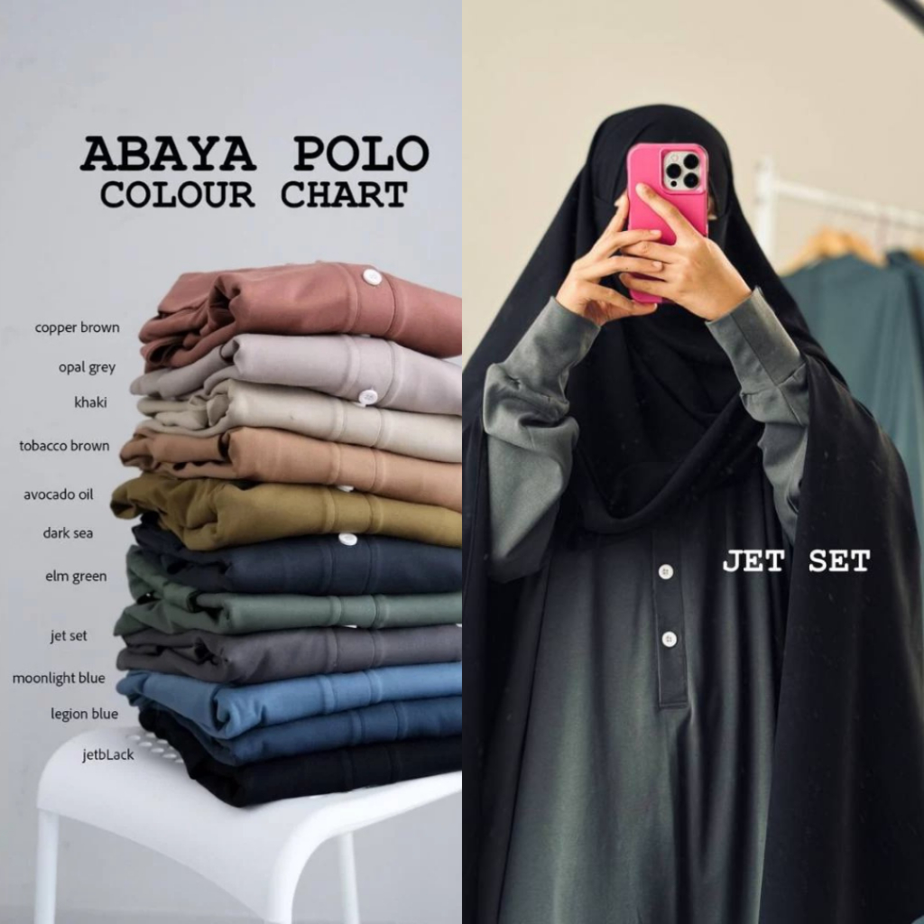 Abaya Polo by Sidra Collection | Jet Set | Cooper Brown | Jet Black | Avocado Oil