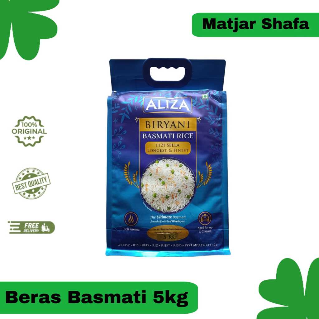 

Aliza - Beras Basmati Premium Merk ALIZA 5kg Asli Original / Masakan Nasi Kebuli