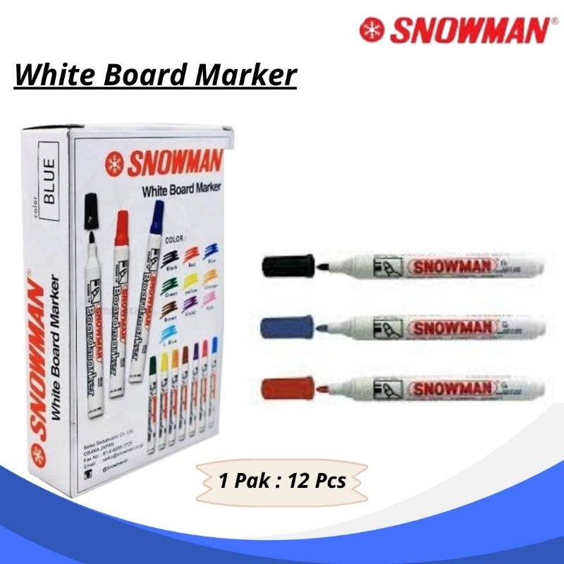 

Spidol Snowman White Board Marker BG-12 (LSN) Hitam Merah Biru