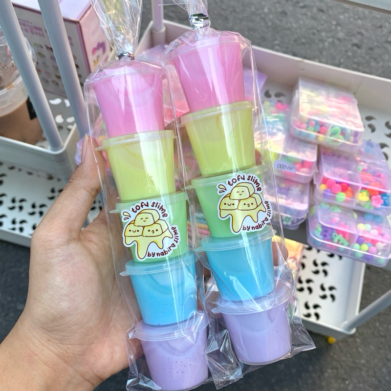 Paket Tofu Slime Dapat 5 cup 25ml‼️