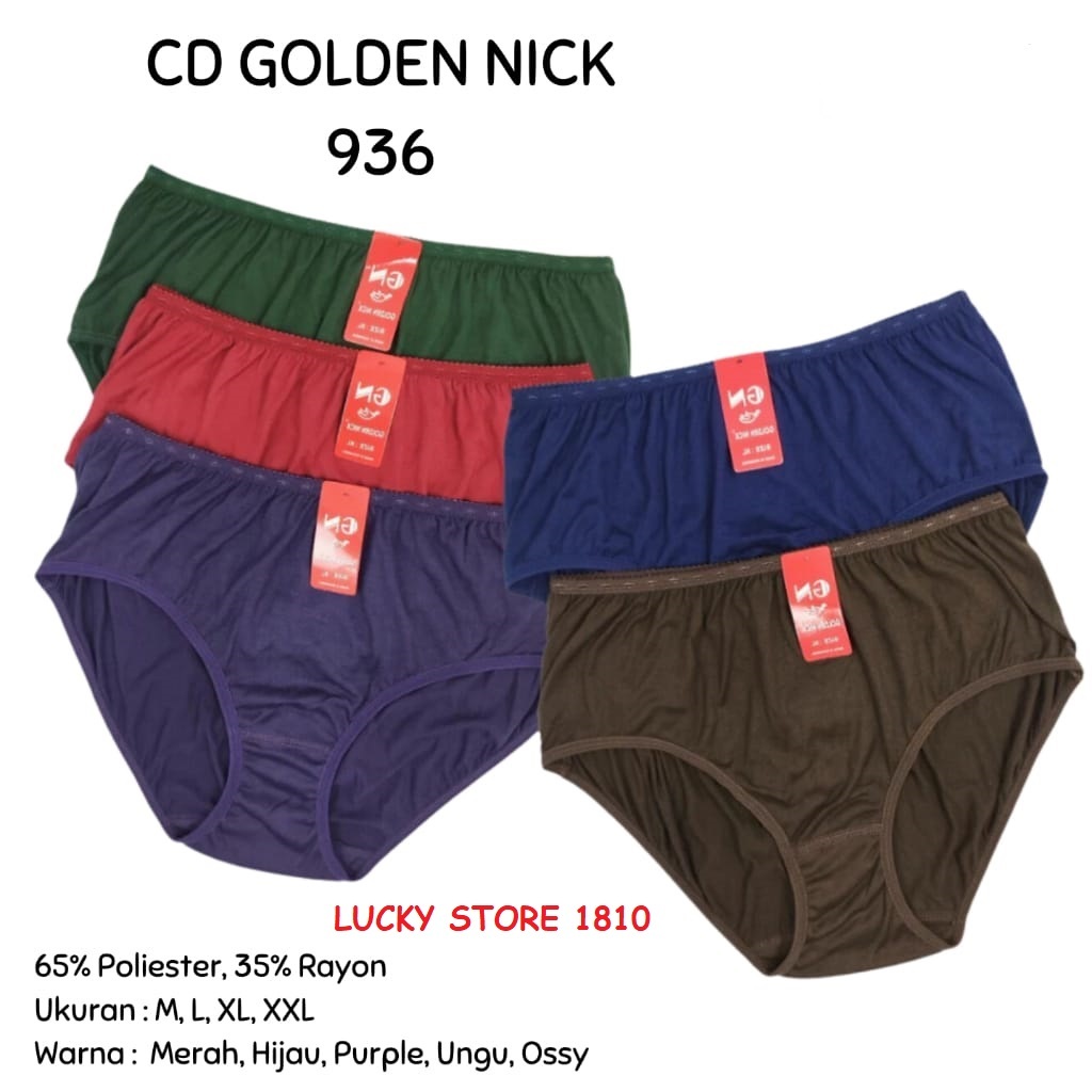 (6 Pcs) CD Golden Nick 936 / Celana Dalam Wanita Golden Nick Warna Gelap