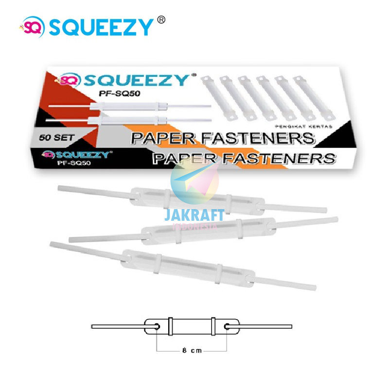 

(50 Pcs) Paper Fastener SQUEEZY PF-SQ50 Putih White Acco Snelhecter Tulang Plastik Seperti Joyko