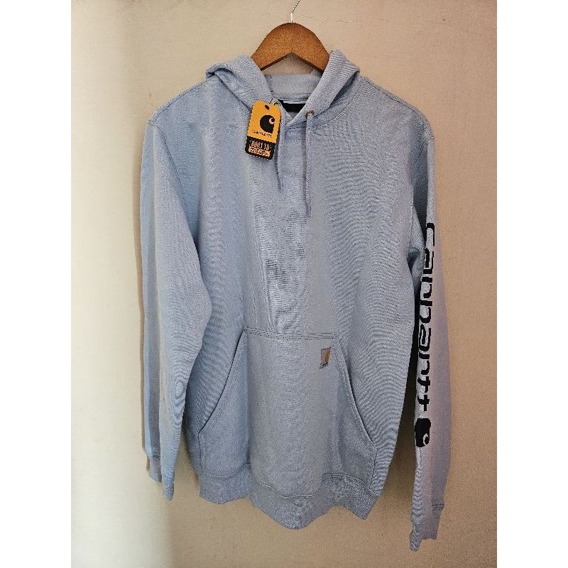 HOODIE SPELL OUT CARHARTT LOOSE FIT BABY BLUE BARU ORIGINAL
