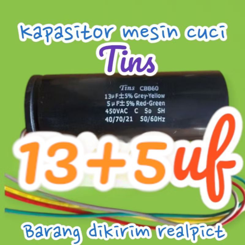 KAPASITOR MESIN CUCI 13+5 BUAT SANYO AQUA
