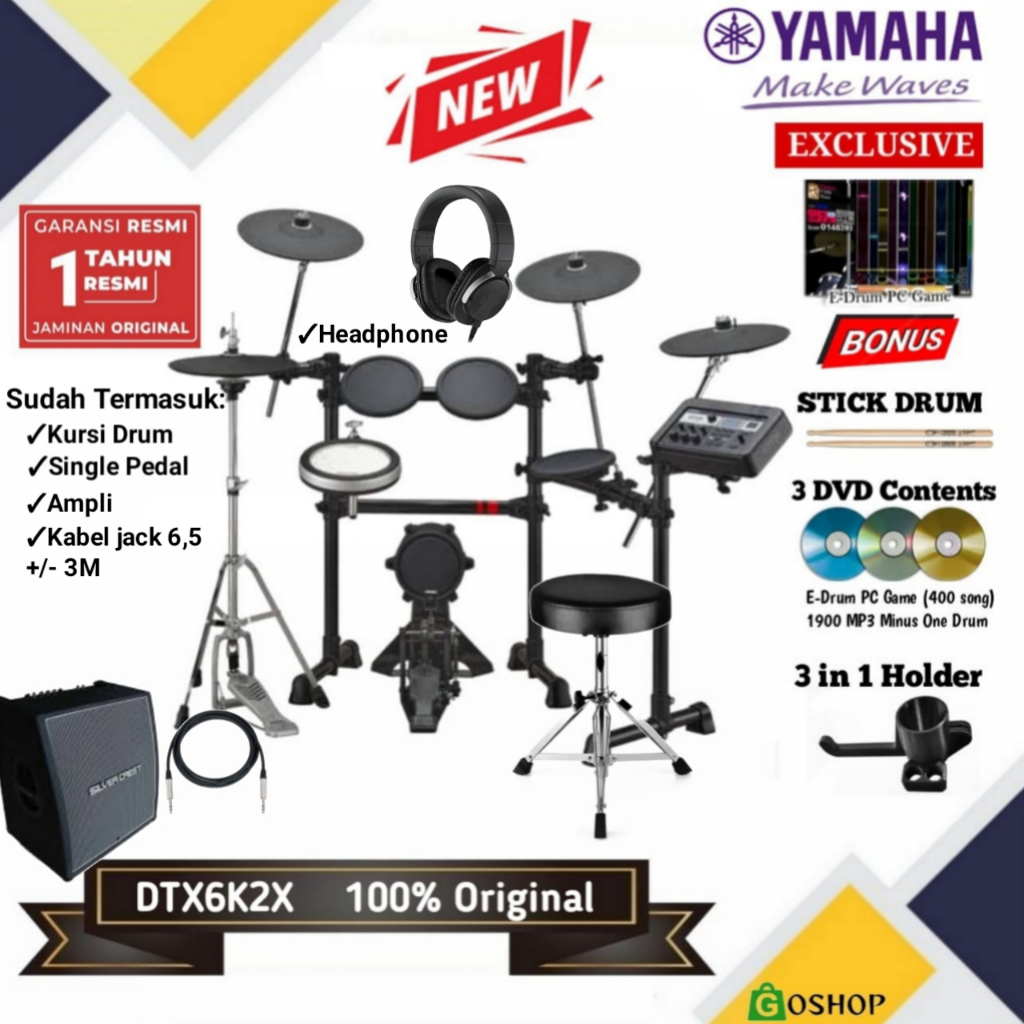 Drum Elektrik Yamaha DTX6K2-X Drum Elektrik / DTX6K2X / DTX 6 K2X / DTX 6K2 X / DTX6 K2X / DTX 6K2X 