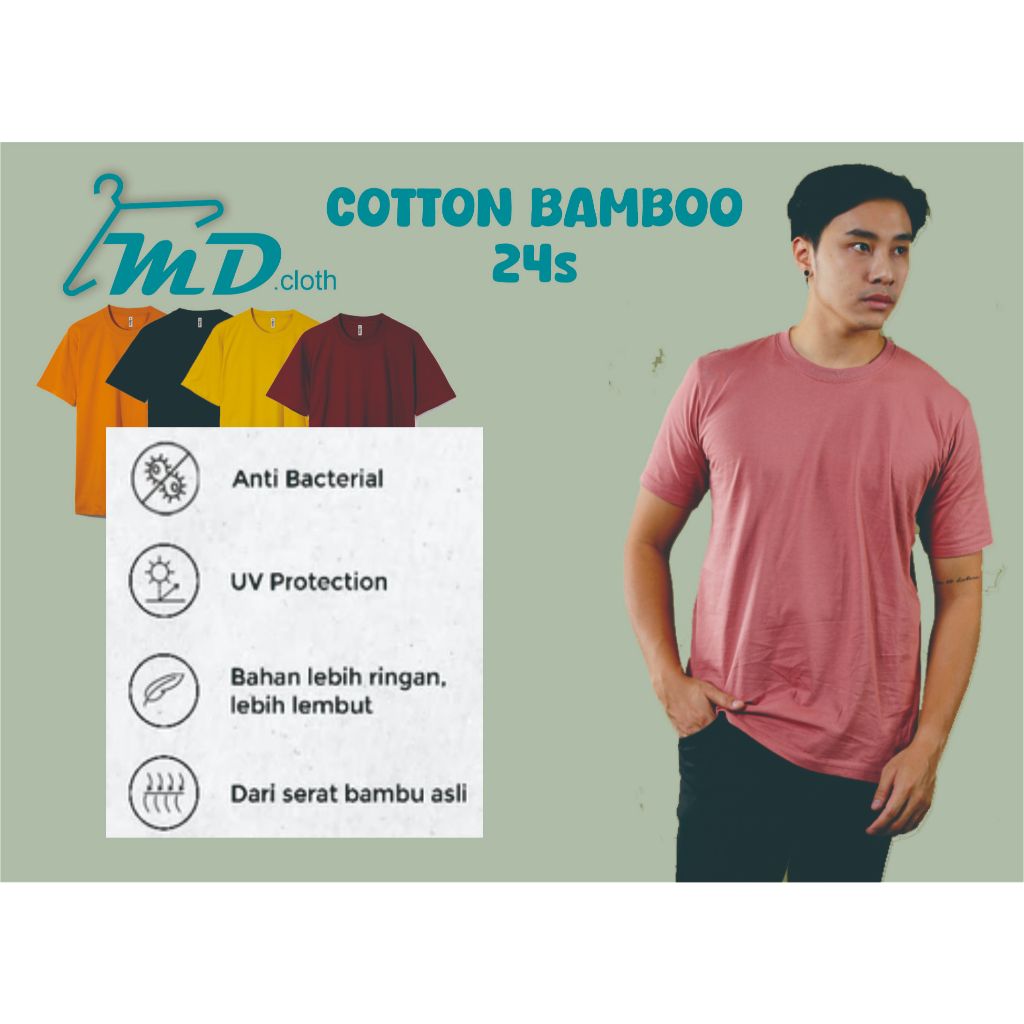 Kaos Polos Katun Bambu 24s PENDEK / Cotton Bamboo PENDEK