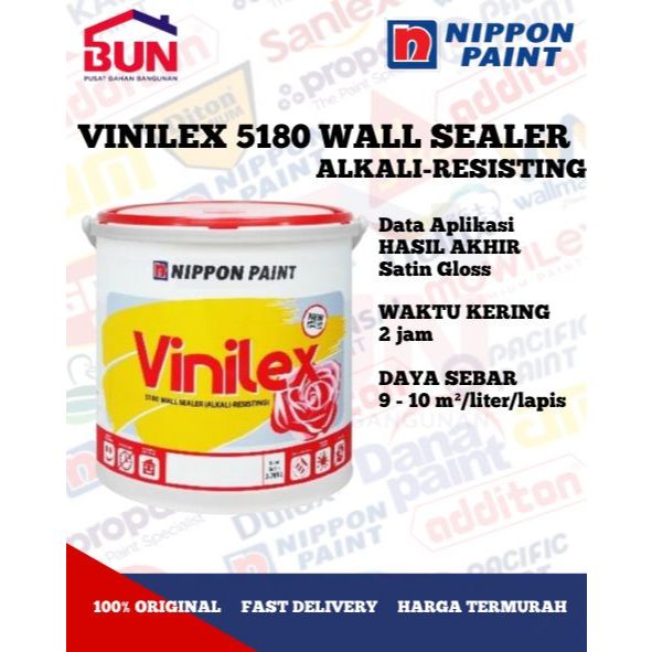 Cat Dasar Tembok Vinilex 5180 Wall Sealer Nippon Paint 3.785L (5KG)