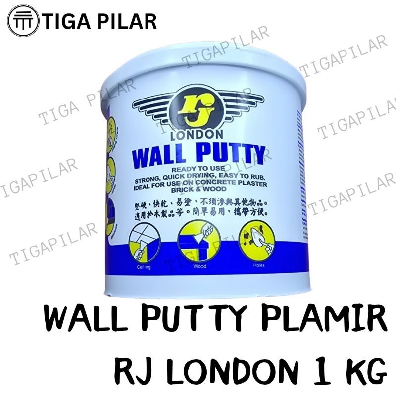 WALLPUTY 1KG RJ LONDON DEMPUL TEMBOK PLAMIR TEMBOK DEMPUL KAYU ASBES GYSUM BETON SEMEN 1KG