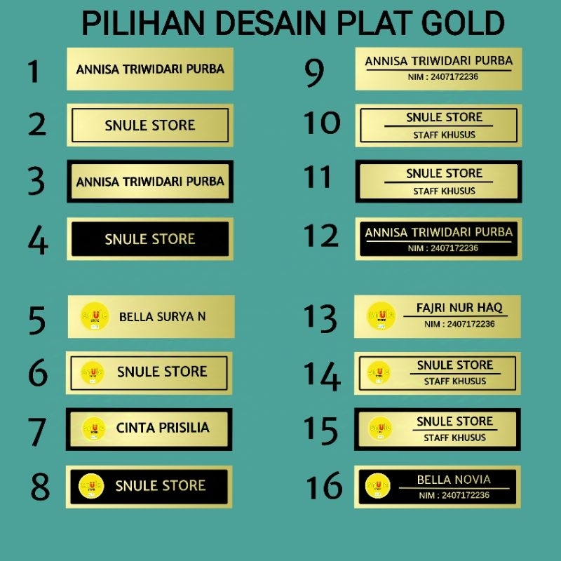 

Name Tag Gold Plat Mewah Murah