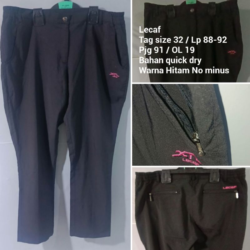 Celana Wanita Outdoor LeCaf XTL Formal Sporty size 32 Melar LP 88-92 Hitam Mulus