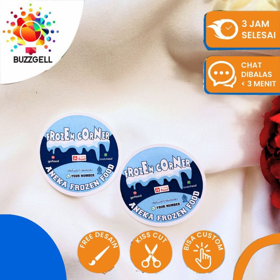 

Buzzgell Sticker Food Label Keep Frozen Chromo Stiker Bulat Makanan Beku Uk.Kecil 2-4 Free Desain