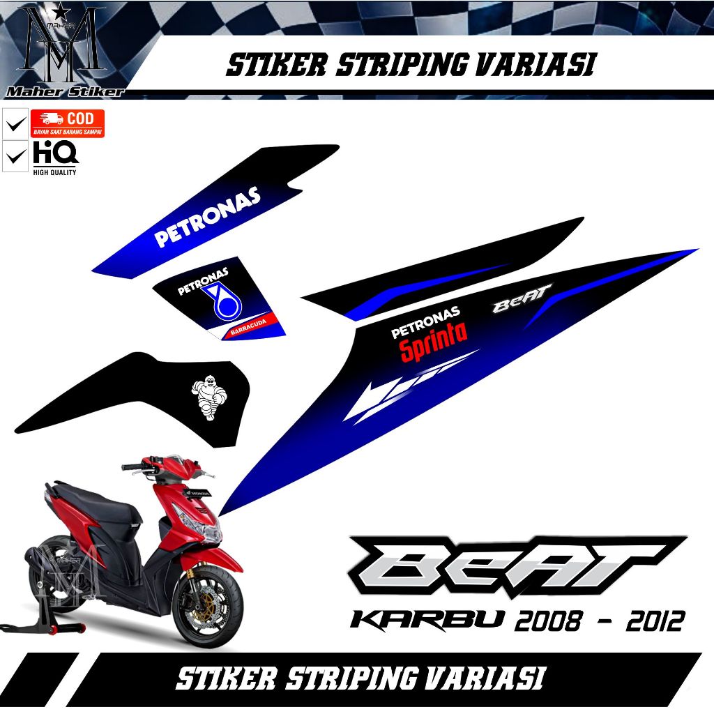 Stiker Striping Beat Karbu Variasi Petronas