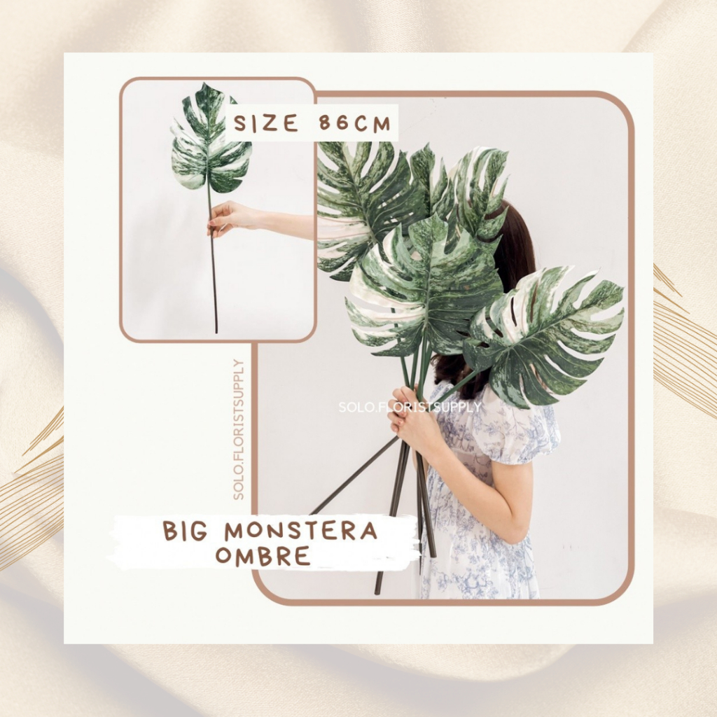86cm & 60cm BIG MONSTERA OMBRE LATEX Artificial Daun Hias Palsu Ekor Naga Plastik Tanaman Hias Dekor