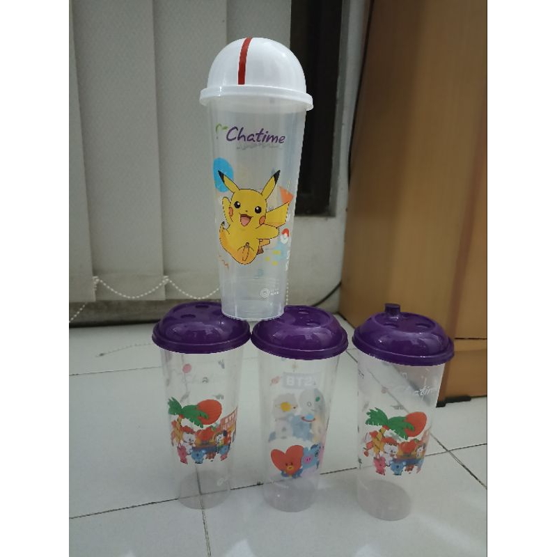 Tumbler / Gelas Ori Chatime BT21 & Pikachu