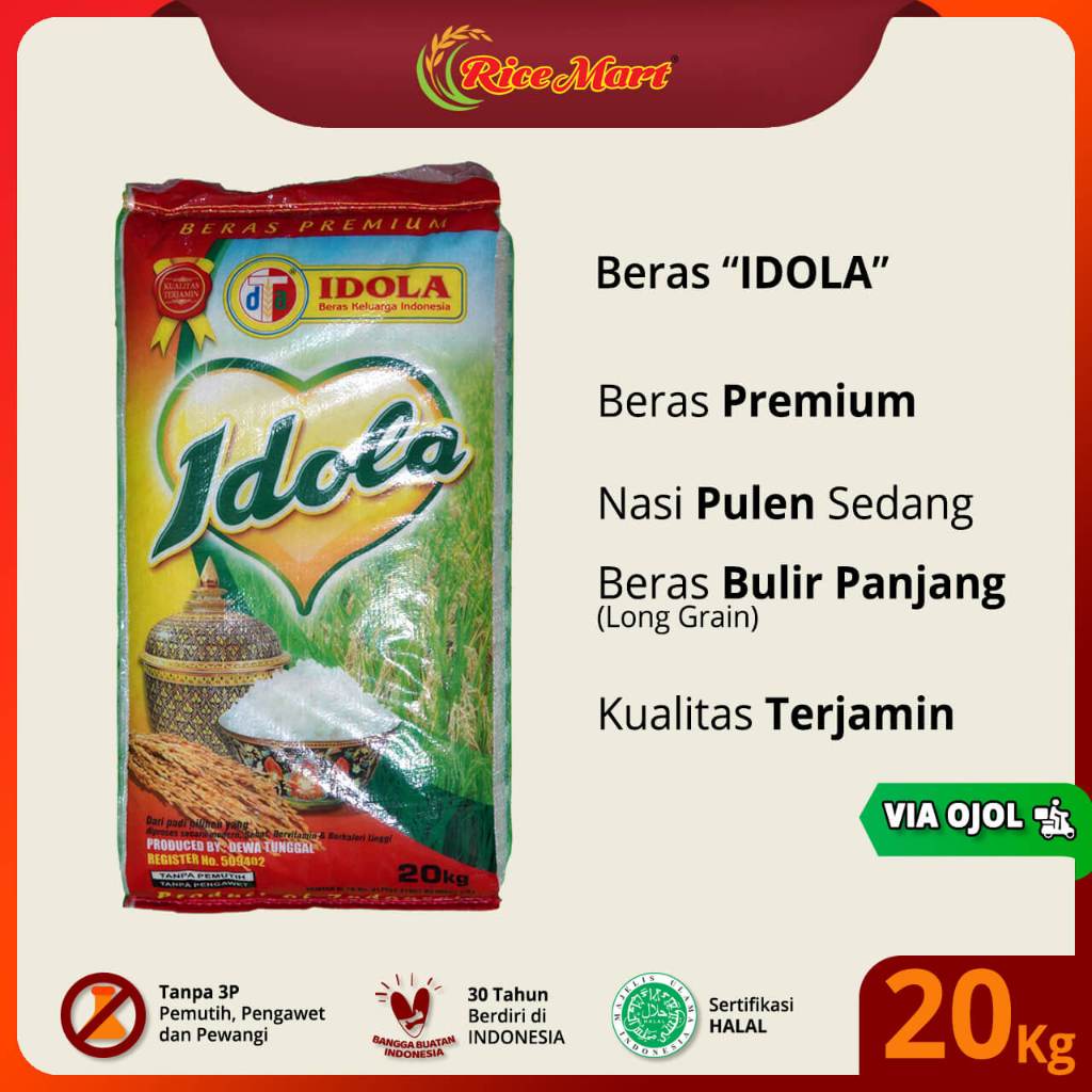 

Beras IDOLA 20 kg [OJOL] - Beras Premium - Pulen Sedang - Produk Indonesia