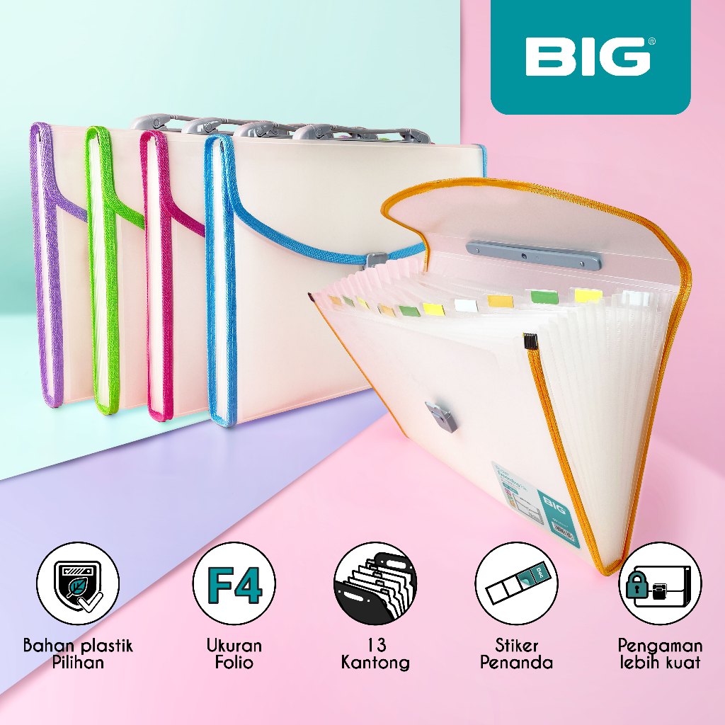 

BIG Expanding File/ Map Harmonika/ Organizer Dokumen F4 Folio FC 13 Poket Putih Kunci XP-8007
