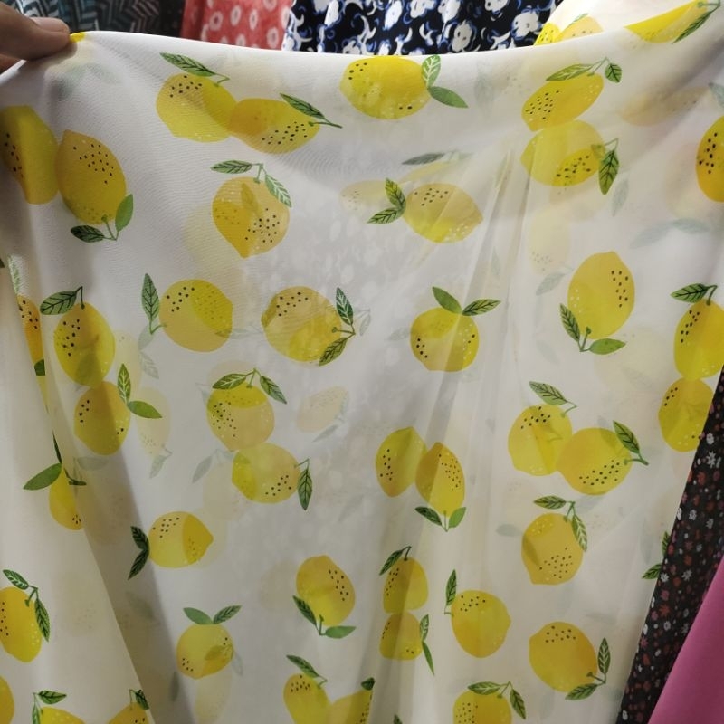 kain ceruty babydoll motif - kain babydoll premium - kain motif jeruk - bahan gamis abaya - kain mot