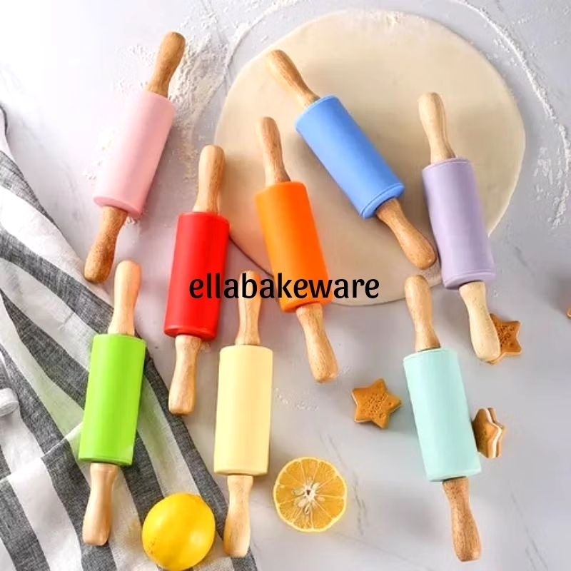 ROLLING PIN PENGHALUS ADONAN PENGGILING DOUGH KUE GAGANG KAYU SILIKON