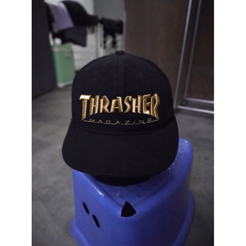 Thrasher leopard black gold cap hat second topi bekas
