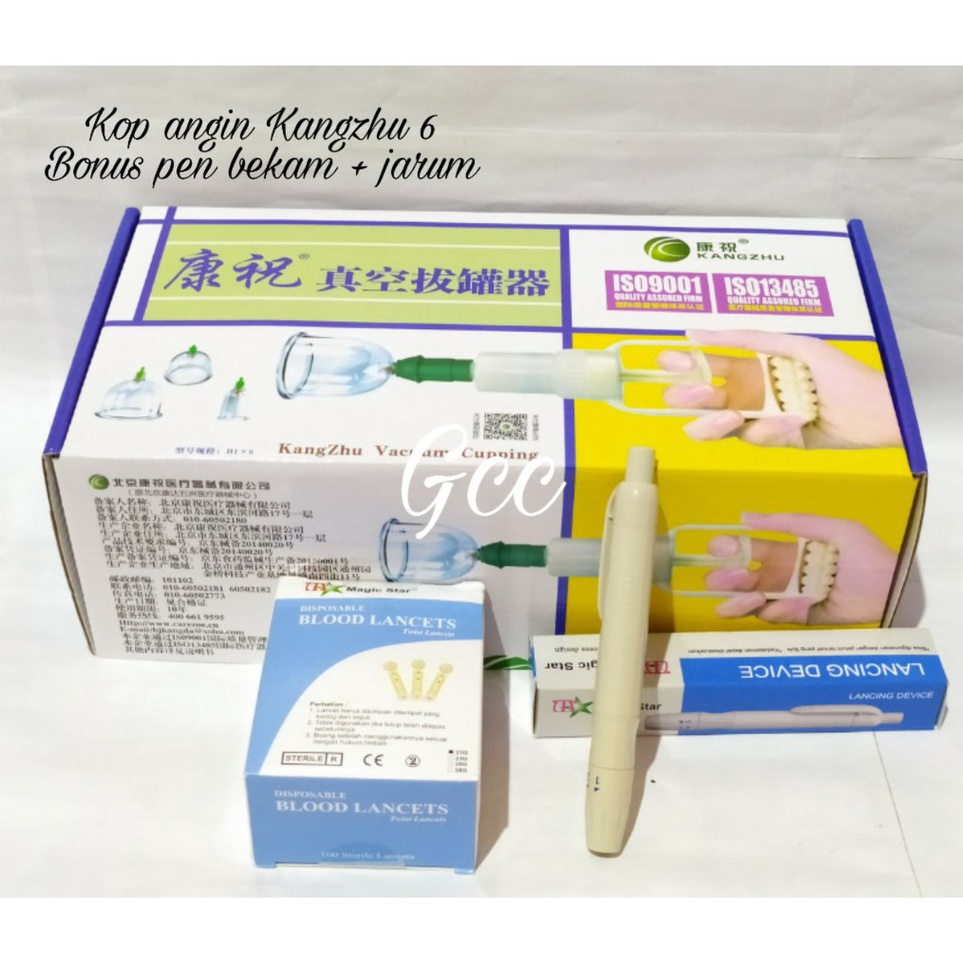 Pasti Murah PAket Lengkap Kop Angin Alat Bekam KZ6Kangzhu 6 Free Pen Bekam Dan 1 Box Jarum Bekam MAg