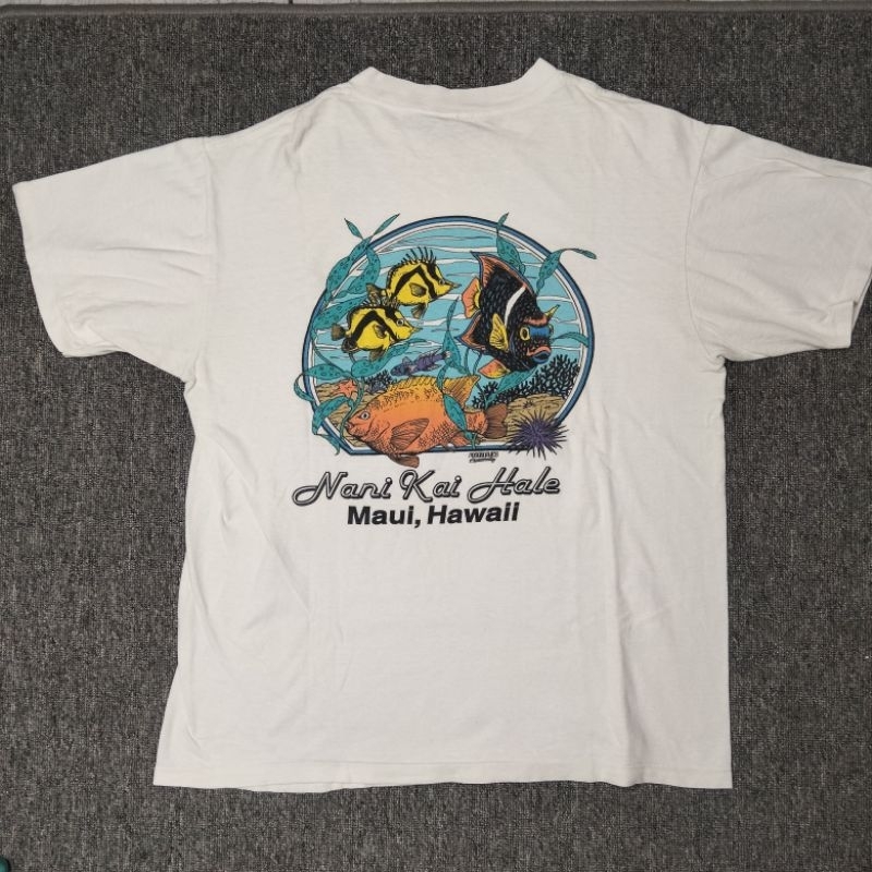 Kaos art vintage ikan hawai
