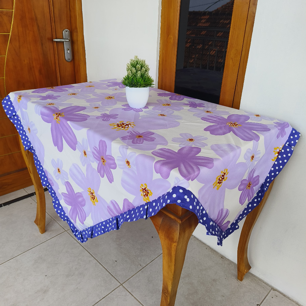 TAPLAK MEJA KAIN RUMBAI RUANG TAMU MEWAH UKURAN 120 X 120 CM ANEKA MOTIF