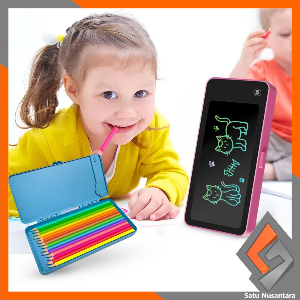 

SN-A115 Tempat Pensil 2IN1 LCD Pen Case Drawing Pad Edukasi Anak / Drawing Box Kotak Pensil dan Papan Coret Kreatif Peralatan Sekolah Anak