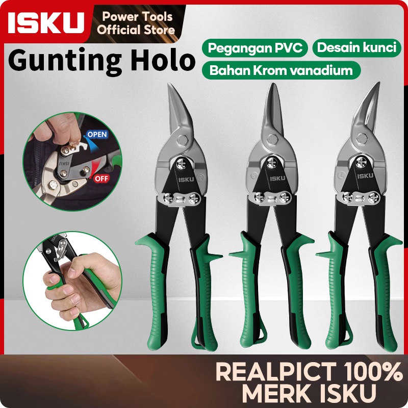 ISKU Gunting Baja Ringan 10 Inch Potongan Lurus Gunting Seng Kawat Holo Galvalum Material Baja CrV A