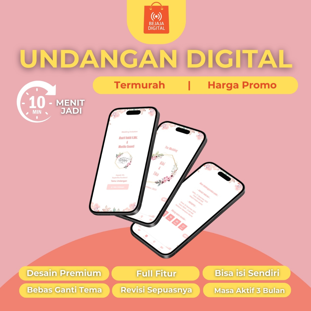 Undangan Digital Website - Wedding Invitation Pink Floral