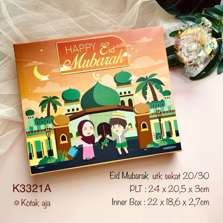 

(10 Pcs) Cake Box Hampers Kue Nastar Edisi Idul Fitri Kotak Packaging Cookies Lebaran Sekat Mika 30